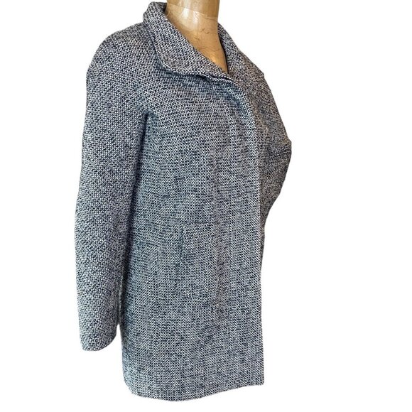 J. Crew Factory Wool Blend Tweed City Pea Coat Sz 00 Black White #246G - Picture 5 of 11